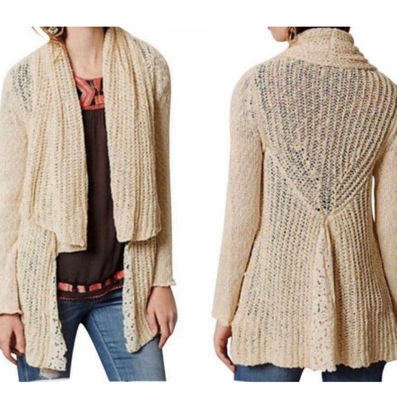 Anthropologie Knitted & Knotted XS Sirretta Crochet Lace Cardigan Sweater - Picture 1 of 8